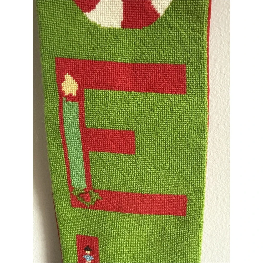 VTG NOEL TAPESTRY NEEDLEPOINT Christmas Wall Hanging Decor Handmade 44